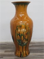 Large hand painted & glazed pottery vase