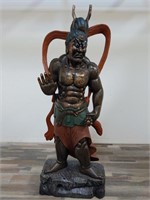 Chinese Vajra carved wood life size statue
