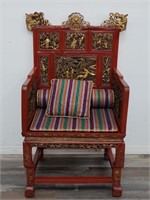 Antique Chinese carved wood throne chair