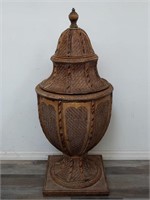Large vintage wicker rattan urn