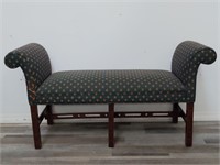 Vintage Chippendale-style upholstered bench