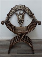 Antique Syrian mother of pearl inlay folding chair