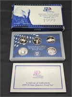 1999 US Mint Proof set coins in original box with