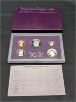 1986 US Mint Proof set coins in original box