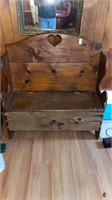Wood Storage Bench w/contents
