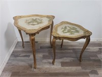 Pair of Italian gilt wood triangle tables