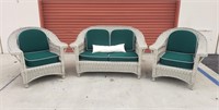 Set of wicker patio chairs & love seat