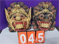 Asian carved masks pair cool