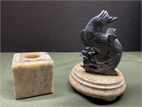 CARVED SOAP STONE CUBE, CARVED STONE DISPLAY