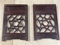 PAIR OF VINTAGE WOODEN ASIAN LACQUERED SCREEN