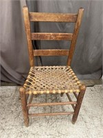 VINTAGE PRIMITIVE CHAIR WITH HIDE SEAT 33in T x