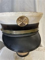 ANTIQUE LEATHER WENTWORTH FIREMANS DRESS HAT WITH