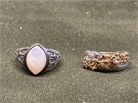 STERLING SILVER RING WITH MOTHER OF PEARL AND