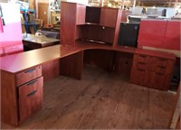 Deluxe L shaped corner desk cherry 9’ x 8’