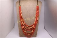 Coral Bead Necklace Adjustable 25" - 28"