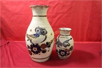 Stoneware Vases 2pc lot 8.5" & 14" tall