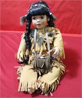 Native American Porcelain Doll Approx. 11" tall