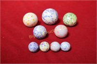 Marbles: 5 Shooters, 4-15.3mm 9pc lot
