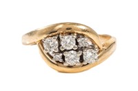 14K GOLD AND DIAMOND CLUSTER DRESS RING, 4g