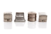 FOUR SILVER RING BOXES