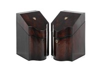 PAIR OF GEORGE III ENGLISH MAHOGANY CUTLERY BOXES