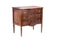 ANTIQUE FRENCH CARVED WALNUT COMMODE
