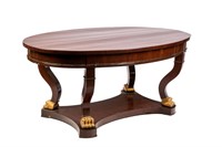 ANTIQUE MAHOGANY GILTWOOD OVAL HALL TABLE
