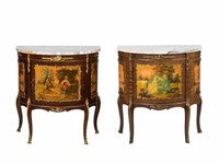 PAIR OF END TABLES WITH MARBLE TOP