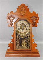 E. Ingraham Walnut Gingerbread Clock