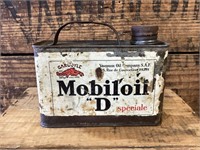 Early Mobiloil "D" Gargoyle Vacuum Oil Co Oil Tin