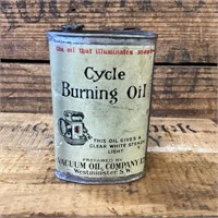 Early Vacuum Oil Cycle Burning Oil  Tin