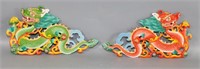 Pair of Chinese 'Dragon' Wall Plaques