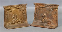 Pair of 'Shinx' w Egyptian Temple Motif Bookends