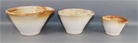 Three Carmel Glazed Stoneware Bowls