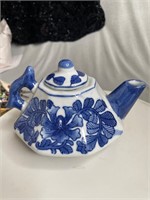 blue flowered teapot
