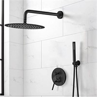silverKPAIDA Black Shower Faucet Set 12 Inch Rain