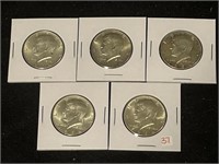 1964 KENNEDY HALF DOLLAR (5 COINS) BU