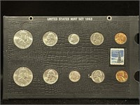 1963-P &-D US MINT SET W/ STAMP (10 COINS)