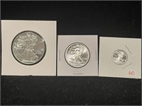 1 OZ SILVER & 1/2 OZ & 1/10 OZ SET OF 3 WALKING