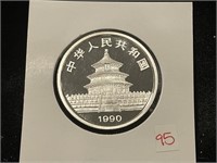 1990 1 OZ SILVER PAND *PROOF