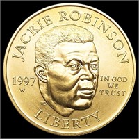 1997-W .25oz Gold Commem $5 Robinson SUPERB GEM