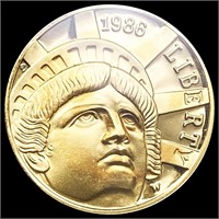 1986-W .25oz Gold Commem $5 Liberty GEM PROOF