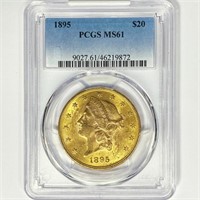 1895 $20 Gold Double Eagle PCGS MS61
