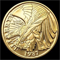 1987-W .25oz Gold Bicentennial $5 GEM PROOF