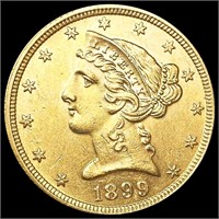1899 $5 Gold Half Eagle UNCIRCULATED