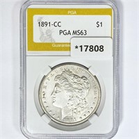 1891-CC Morgan Silver Dollar PGA MS63