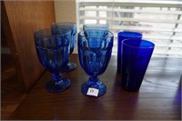 Cobalt blue goblets and drinking glasses