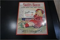 Metal vintage style "Swift's Borax" Sign