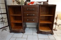 Antique sideboard-shelves/drawers w/wood handle