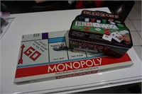 Monopoly Board game and Texas Hold 'Em poker set